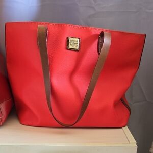 Dooney & Bourke Red and Brown Leather Tote